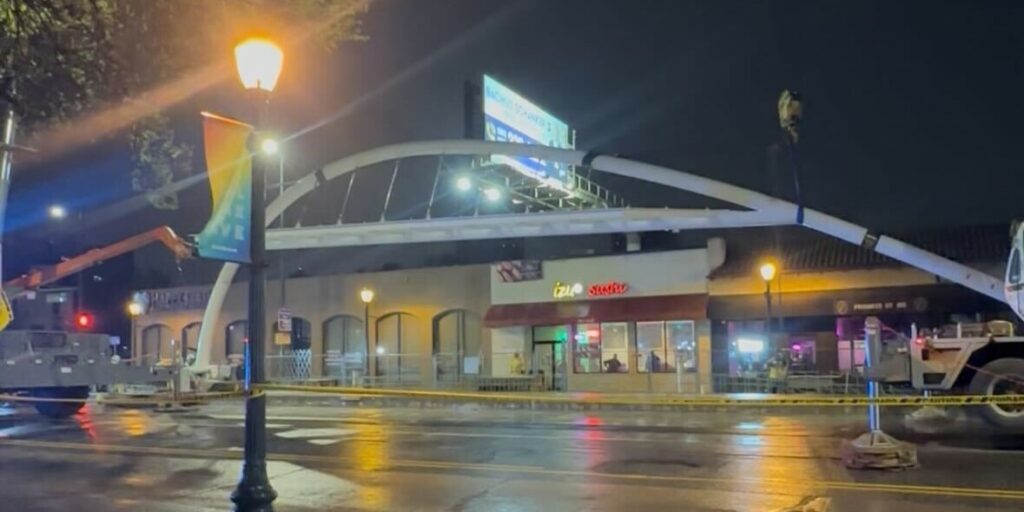 Eastbound BRT arch at Colfax & Lafayette, May 6th, 2025.