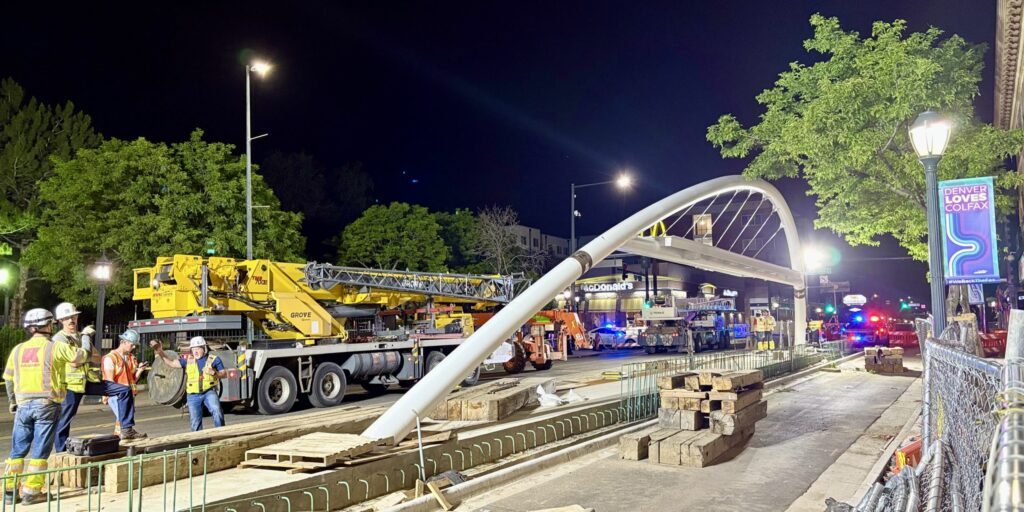 Eastbound BRT arch at Colfax & Pennsylvania, Jun 24th, 2025.