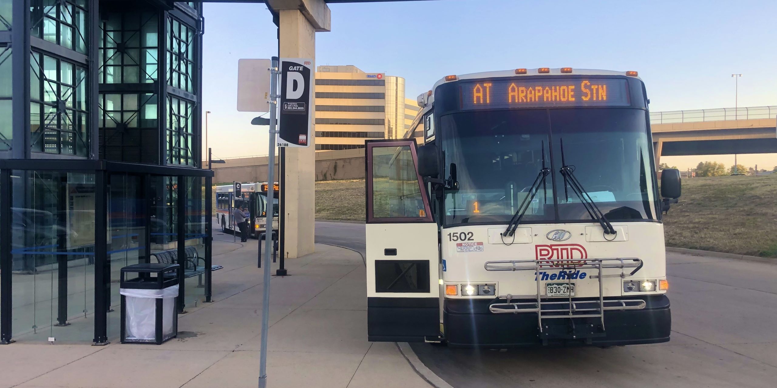 Route AT bus at Arapahoe at Village Center Station.
