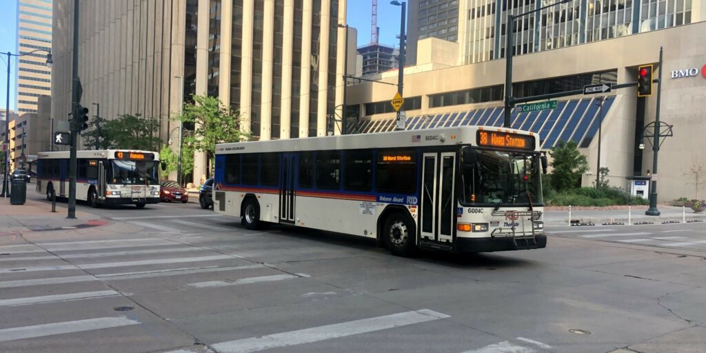 Route 38 bus in Downtown Denver.