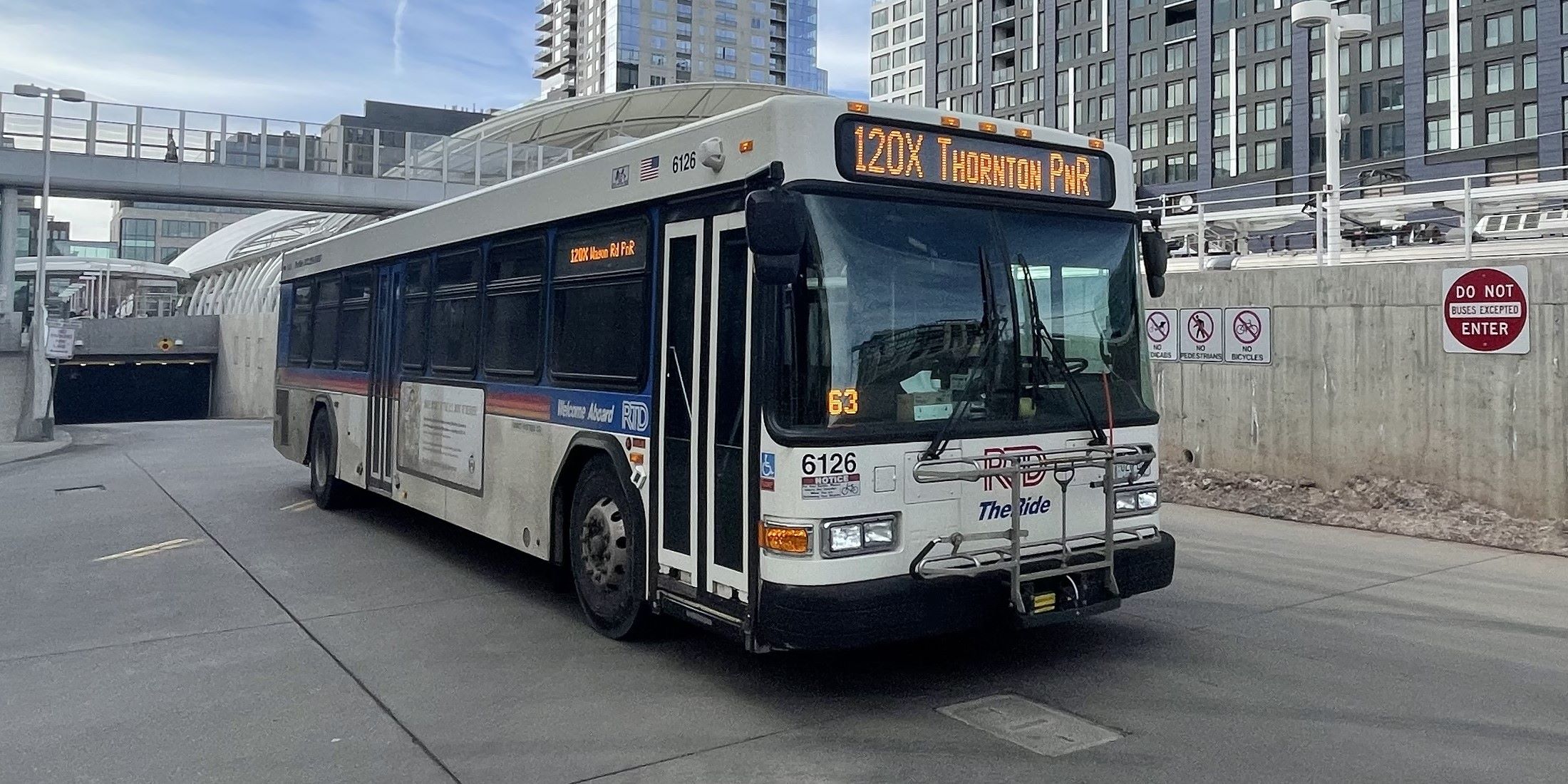 Route 120X bus at Denver Union Station.