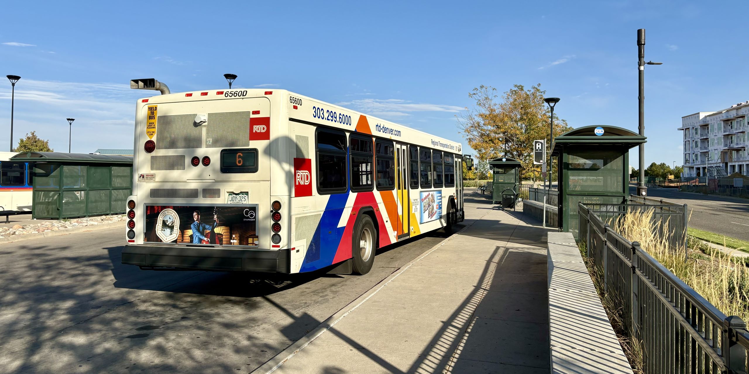 Route 6 bus at Aurora Metro Center Station.