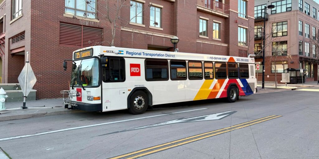 A bus at Downtown Boulder Station.