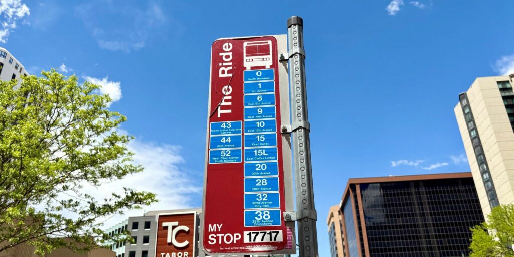 Bus stop 17717 sign.