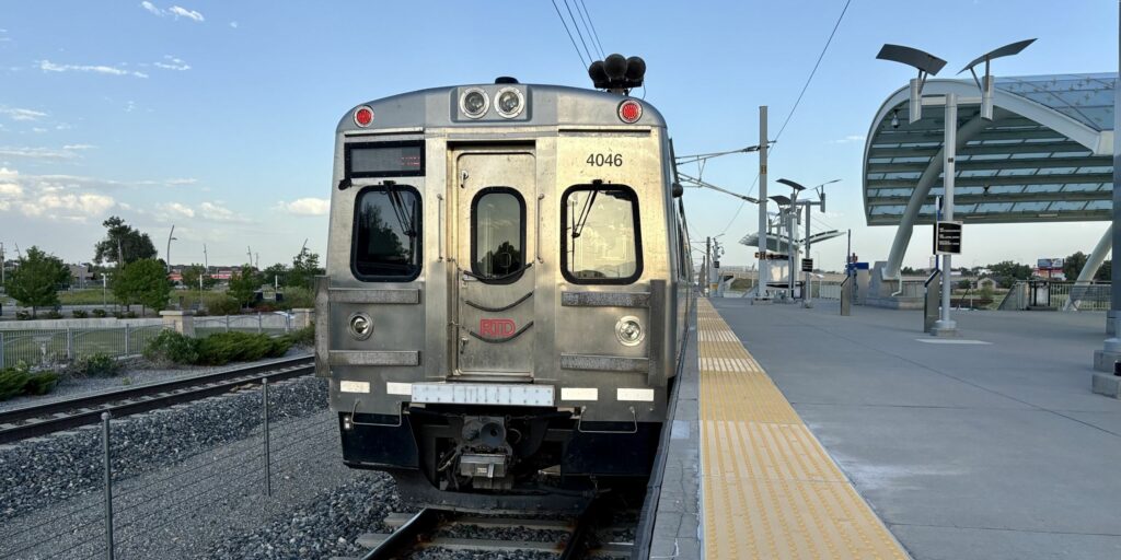 B Line train at Westminster Station.