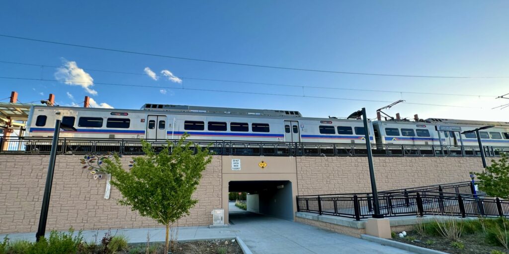 B Line train at Westminster Station.