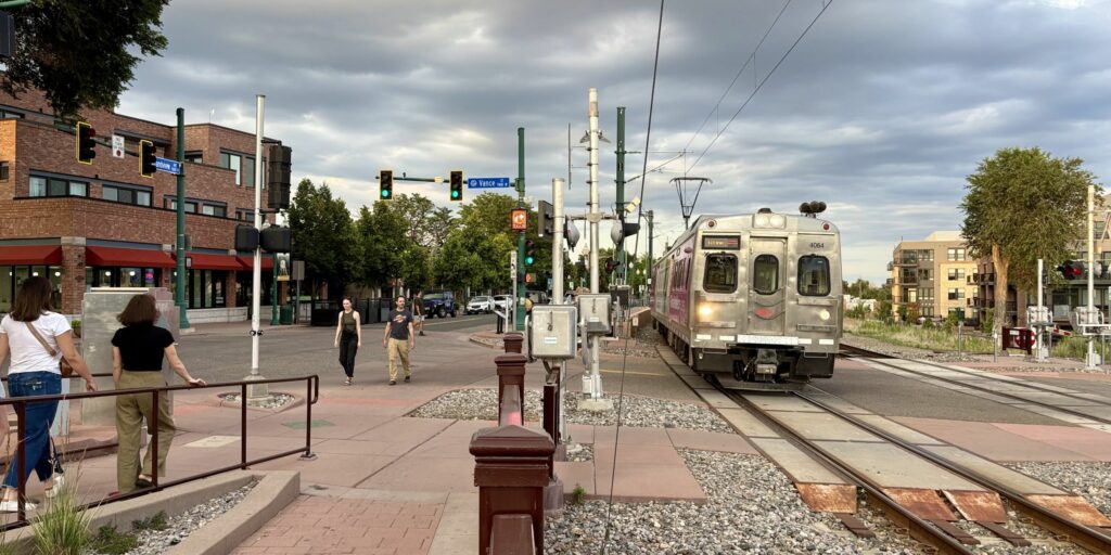 G Line train in Olde Town Arvada.