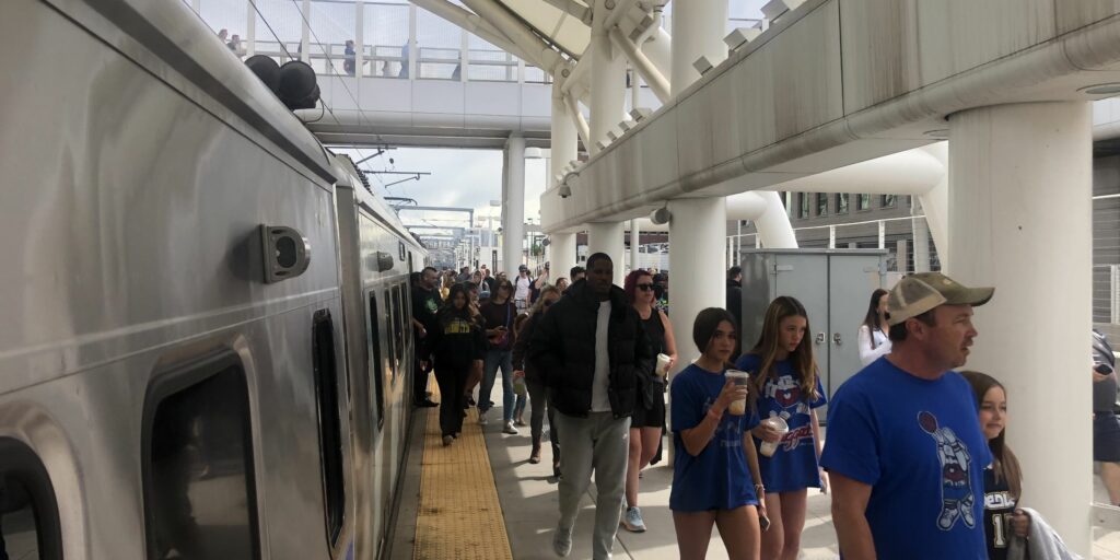 A Line train at Denver Union Station.