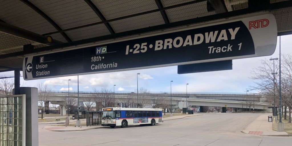 RTD bus at I-25 & Broadway Station.