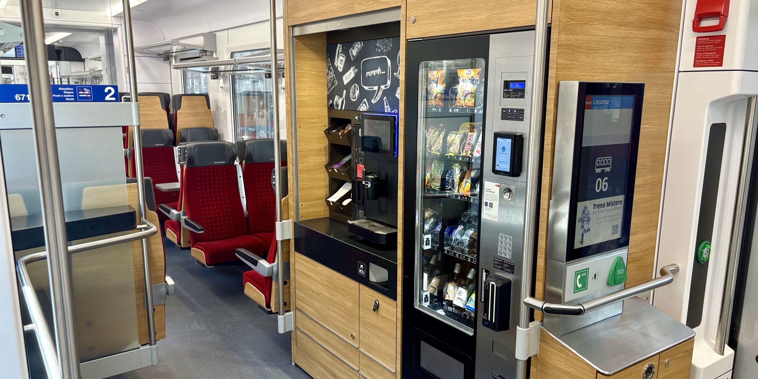 Self-serve refreshments, SOB (Switzerland) FLIRT EMU.