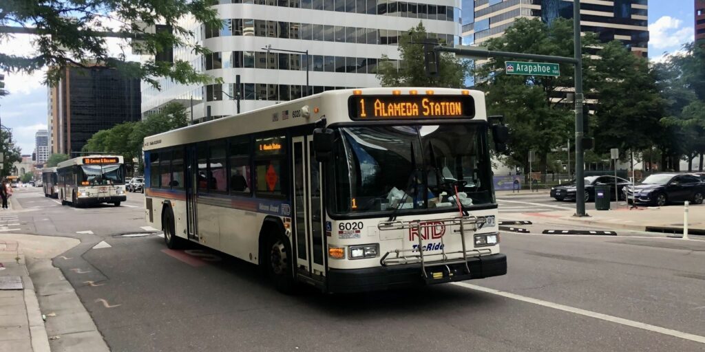 Route 1 bus in downtown Denver.