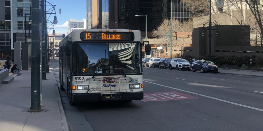 Route 15 bus in Downtown Denver.