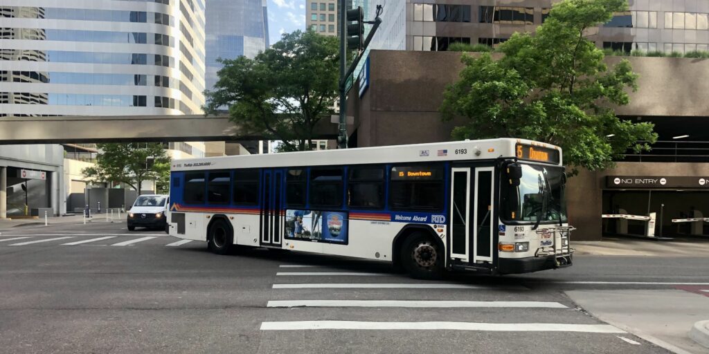 Route 15 bus in Downtown Denver.
