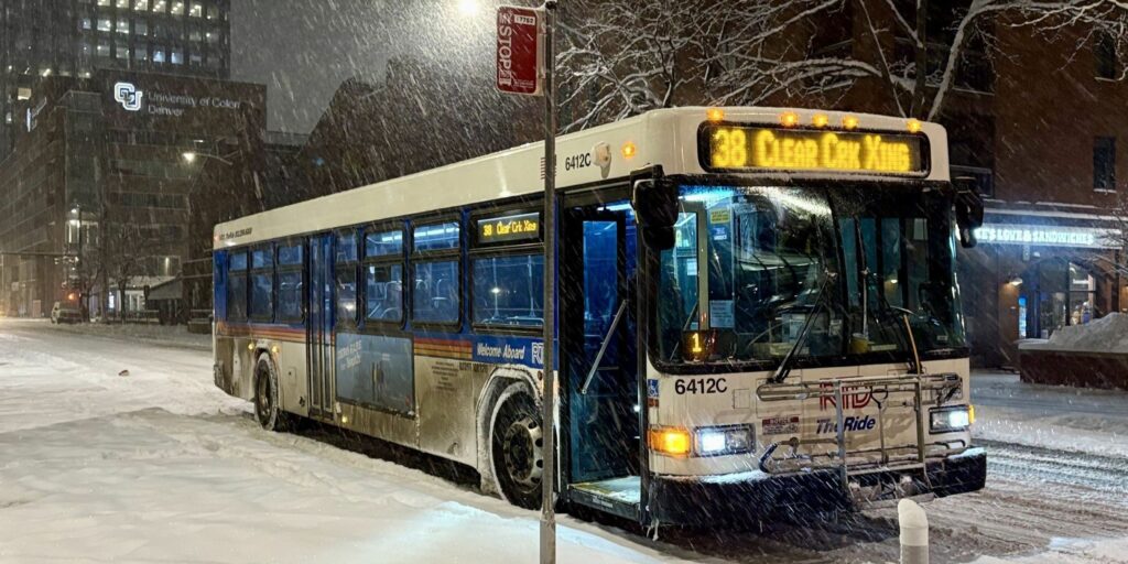 Route 38 bus in Downtown Denver.