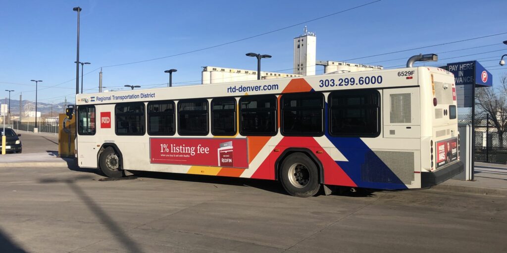 Bus at 40th & Colorado Station.