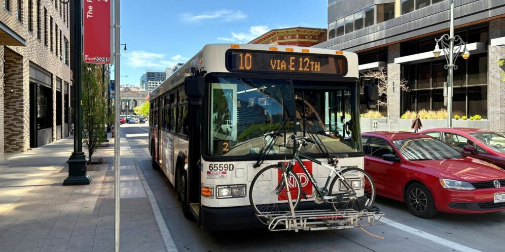 Route 10 bus in Downtown Denver.