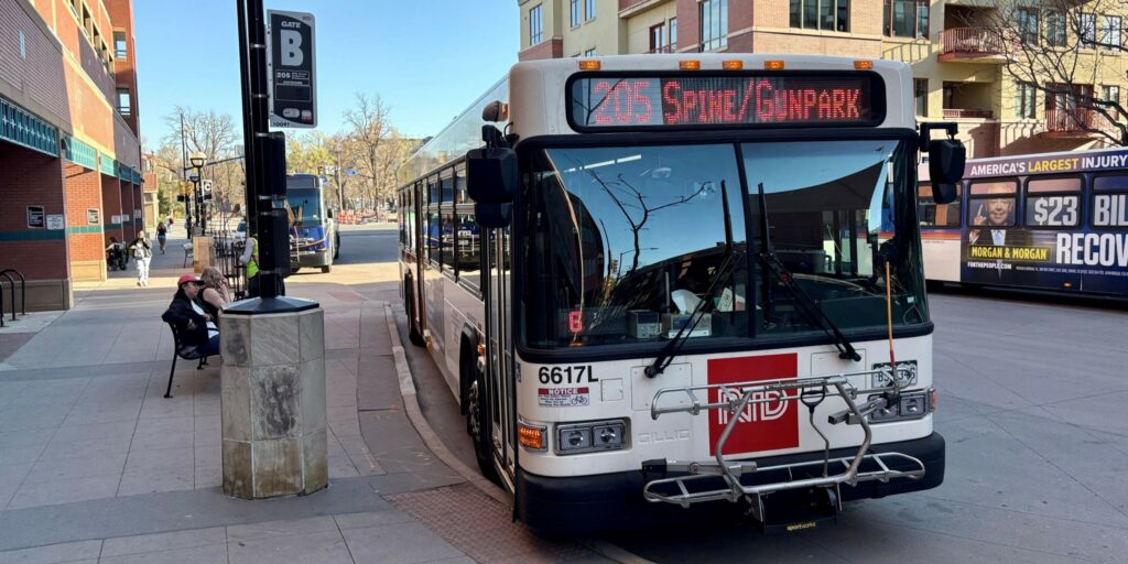 Route 205 bus at Boulder Transit Center.