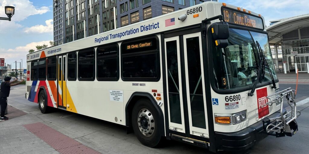 Route 19 bus in Downtown Denver.