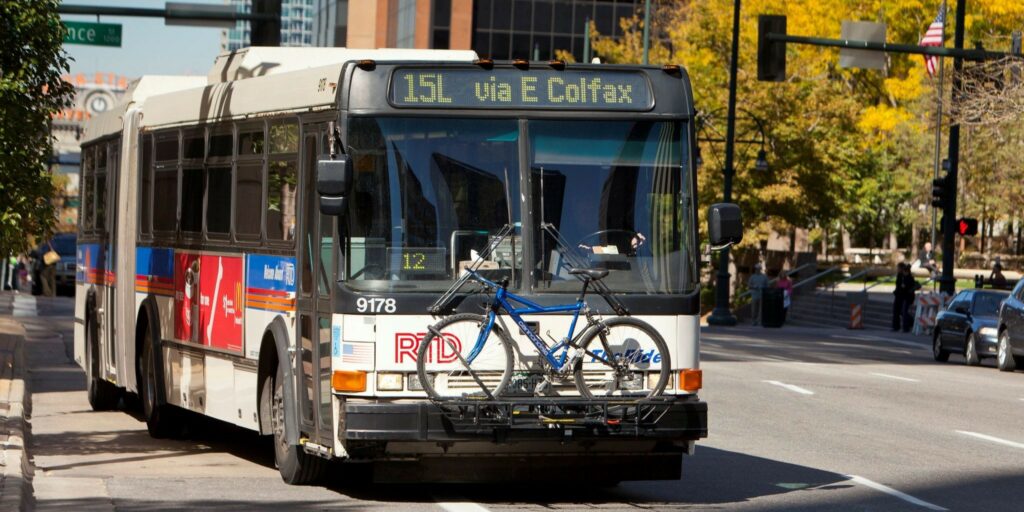 NABM 60-SFW articulated transit bus. Credit: RTD