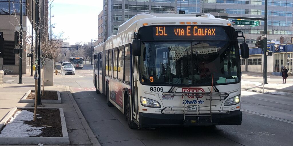 Route 15L bus in Downtown Denver.
