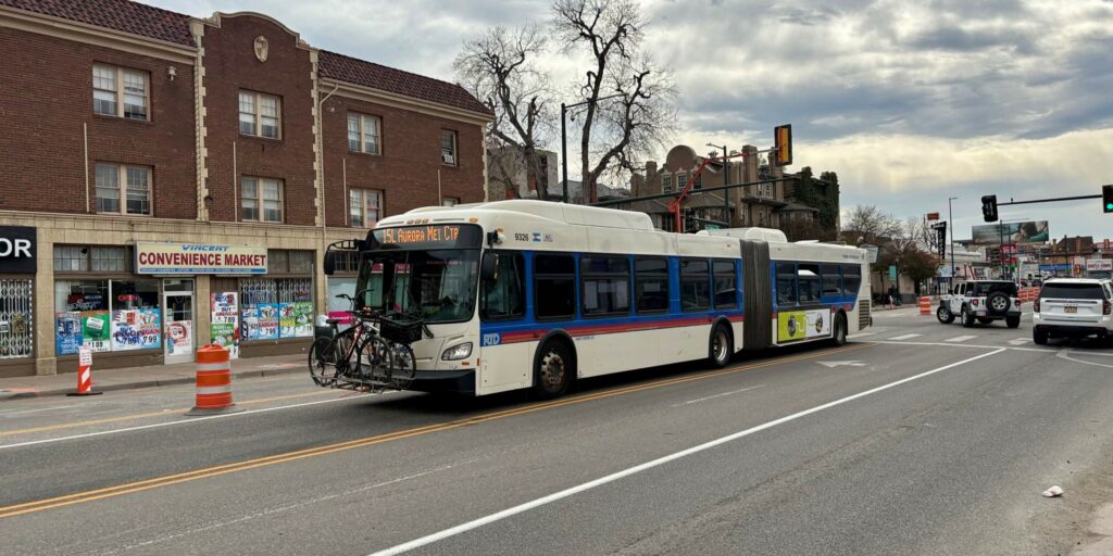 Route 15L bus on Colfax Avenue, Denver.