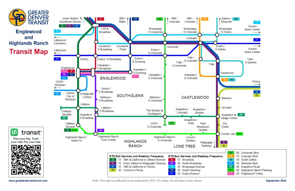 Englewood & Highlands Ranch Transit Map Greater Denver Transit