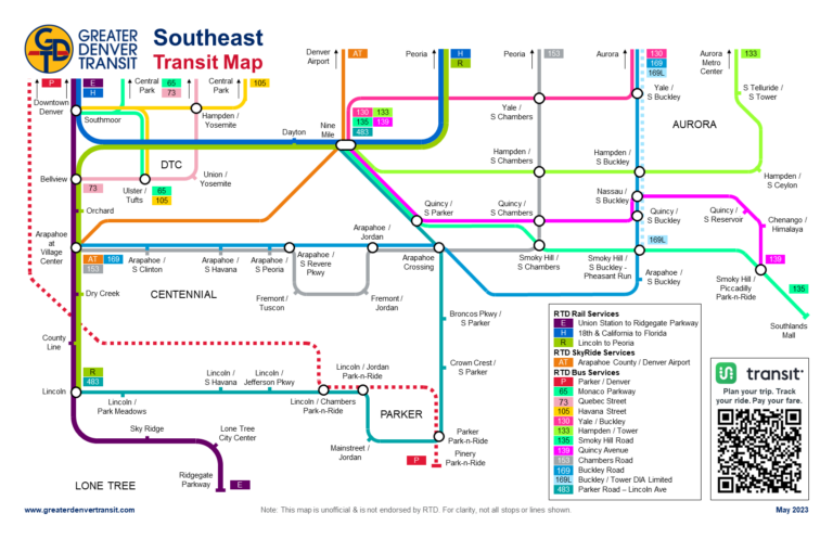 Southeast Denver Transit Map - Greater Denver Transit