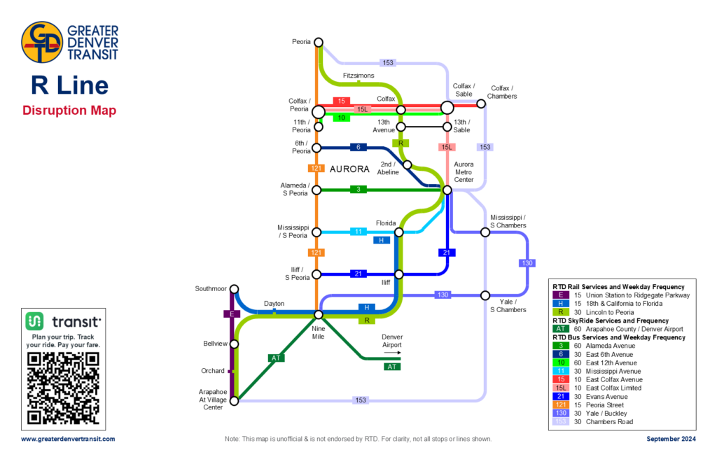 R Line Disruption Map - Greater Denver Transit